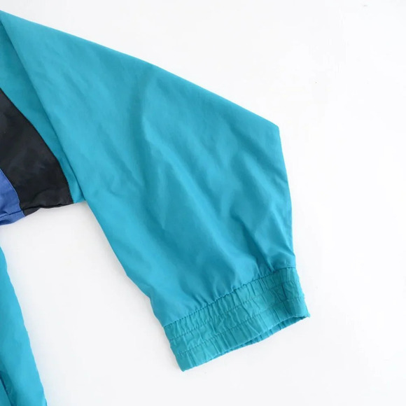 Vintage 90'S Great Canadian Rugged Wear Teal In Blue Zip Up Windbreaker Jacket - Picture 5 of 14